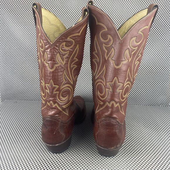 Vintage Justin Cowboy Boots Mens Size 11 D Brown Exotic Skin Western Pull On main image 12